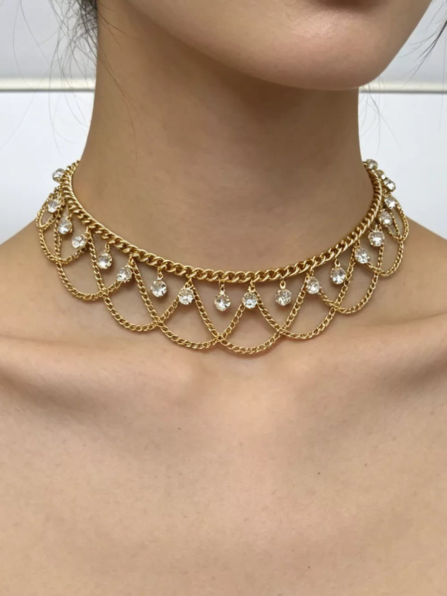 18K Gold-Plated,Alloy,Zircon,Silver-plated Care instructions: Avoid wearing duri necklace in clear with n/a silhouette