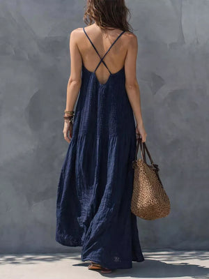 100% polyester Care instructions: Machine wash cold maxi dress in Black with A-line silhouette