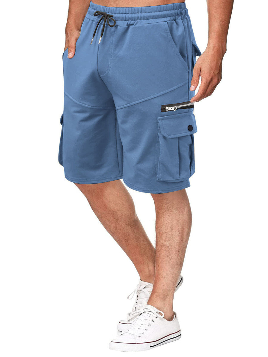 cargo shorts in dusty blue featuring drawstring waist and regular fit