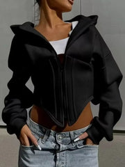 Light Gray fitted zip hoodie with hooded