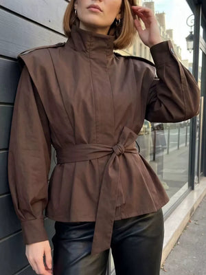 black relaxed trench coat with collared
