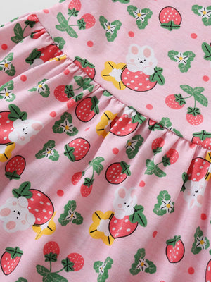 Children's Strawberry Print Ruffle Sleeve Dress option 4