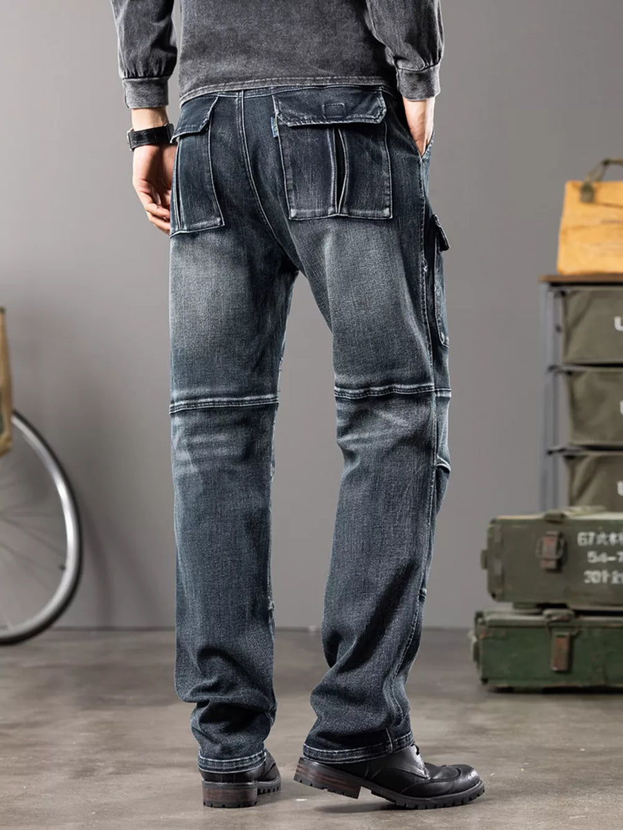 Dark with Men S Vintage Wash Cargo Jeans