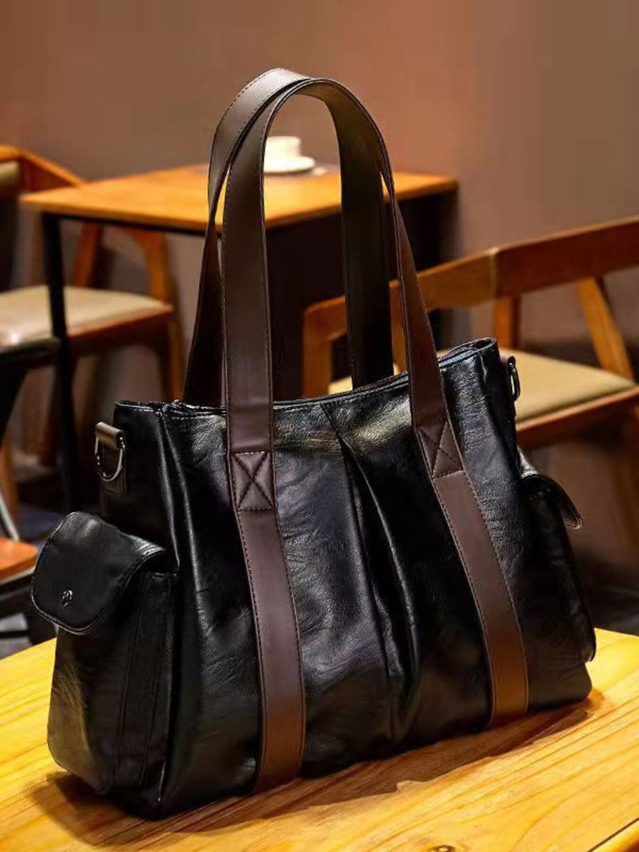 black with handbag with pleated