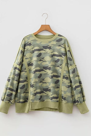 Camouflage Waffle Knit Oversized Sweatshirt option 10