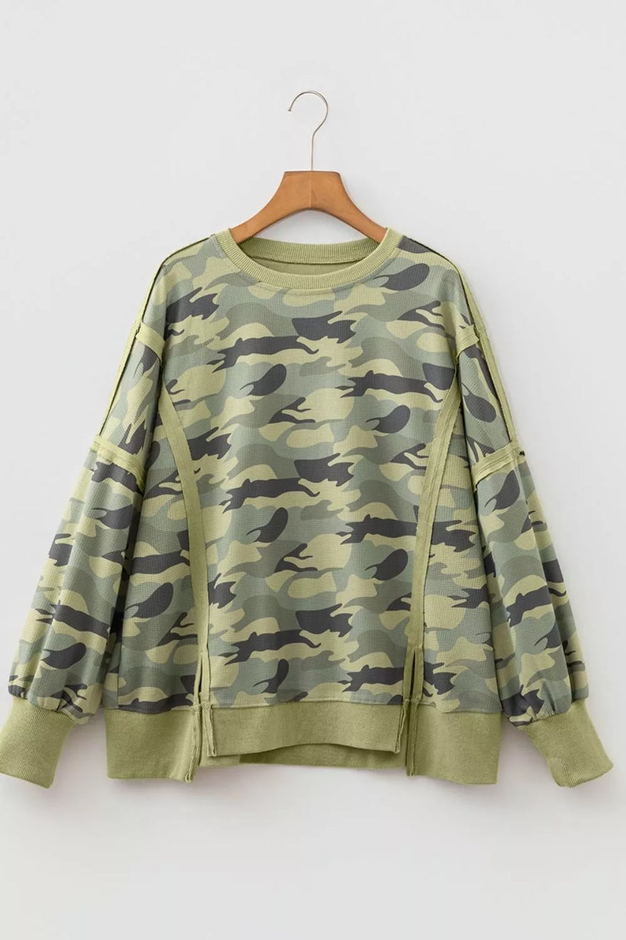Camouflage Waffle Knit Oversized Sweatshirt option 10