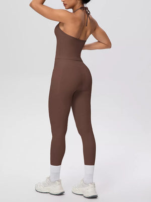 athleisure activewear in Peacock Blue with halter