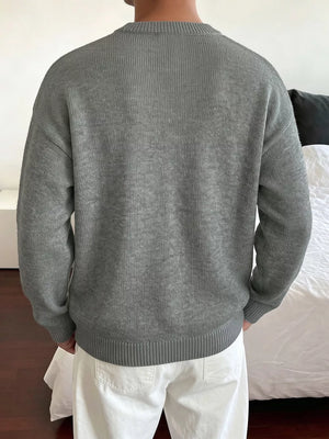 pullover sweater in Gray with geometric and dropped shoulder