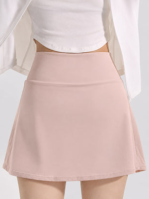 High-Waisted Pleated Active Skirt in Light Pink - New