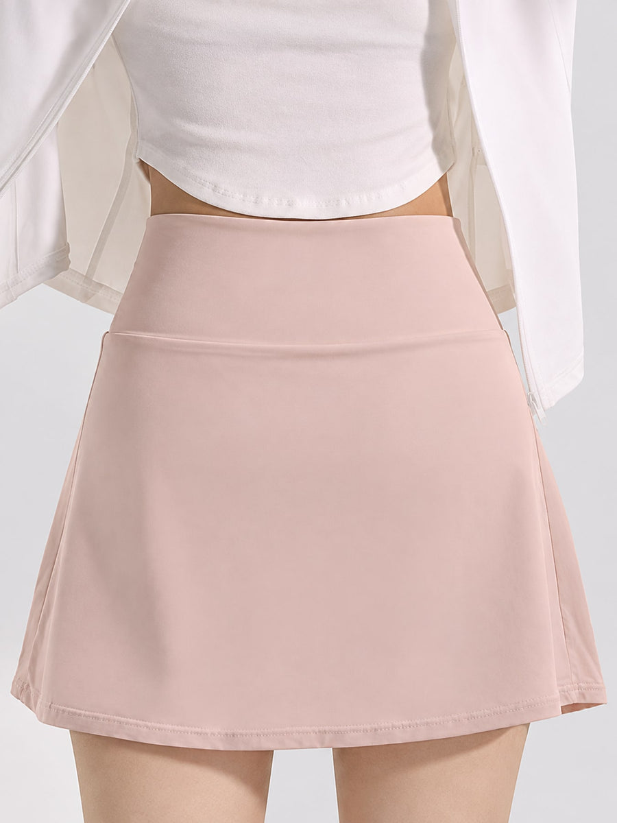 High-Waisted Pleated Active Skirt in Light Pink - New