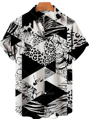 Sage Men's Plus Size Printed Button Up Short Sleeve Shirt