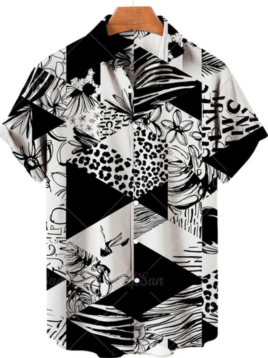 Sage Men's Plus Size Printed Button Up Short Sleeve Shirt