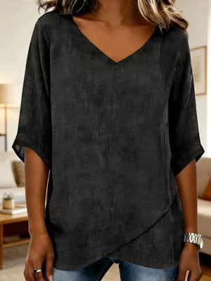 V-neck Casual T-shirt in White