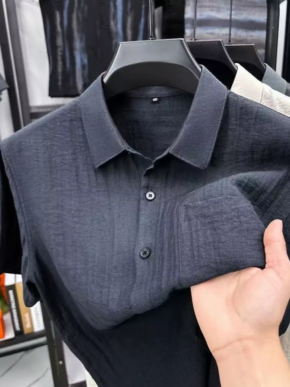 Khaki with Men's Plus Size Lightweight Textured Shirt