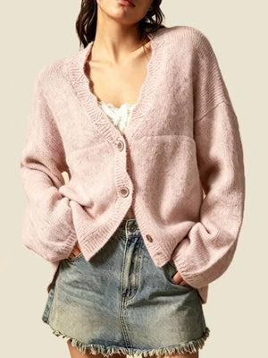 Dark Brown oversized cardigan with v-neck