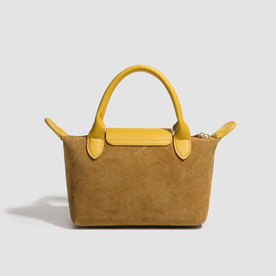 Stylish Two-Tone Suede Crossbody Bag in ivory with two-tone
