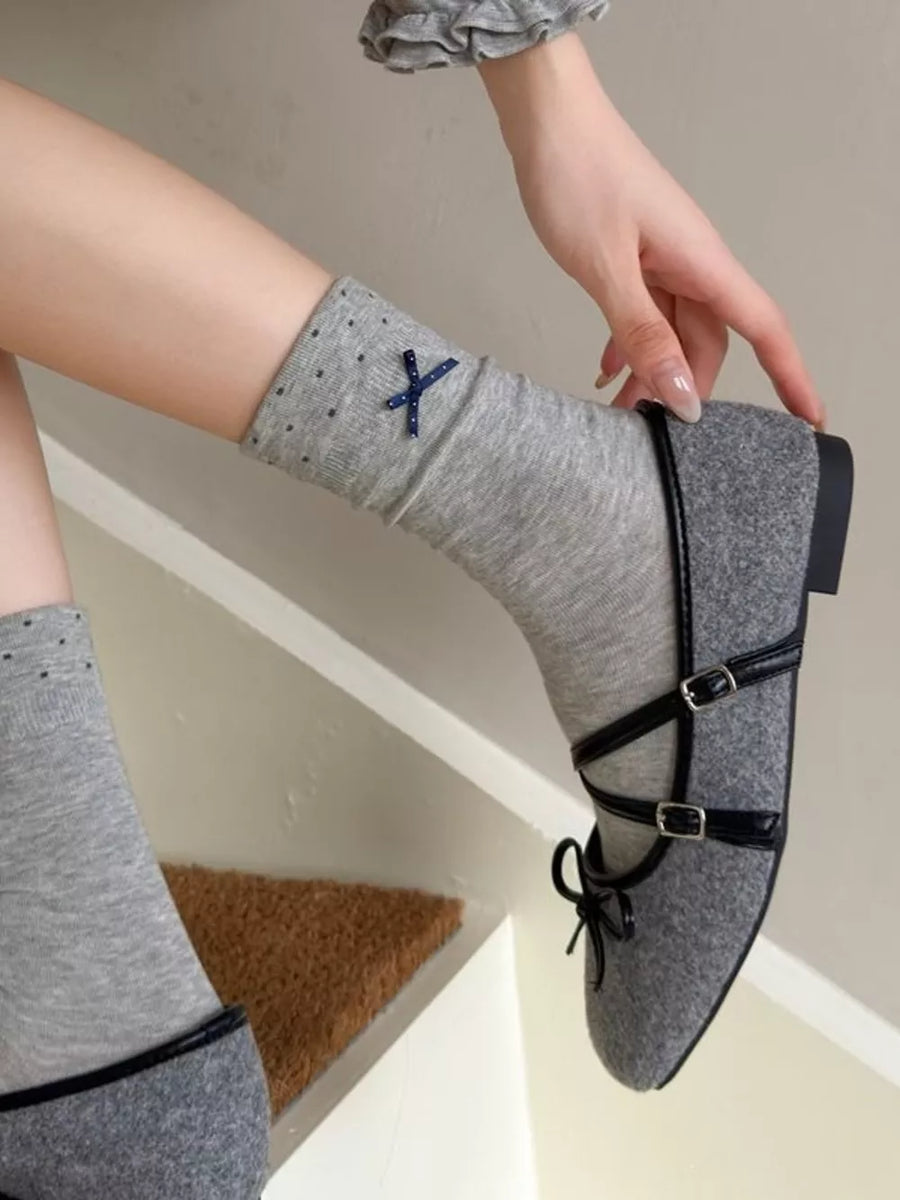 socks featuring polka dot in dark brown with cotton Imported Size &amp texture