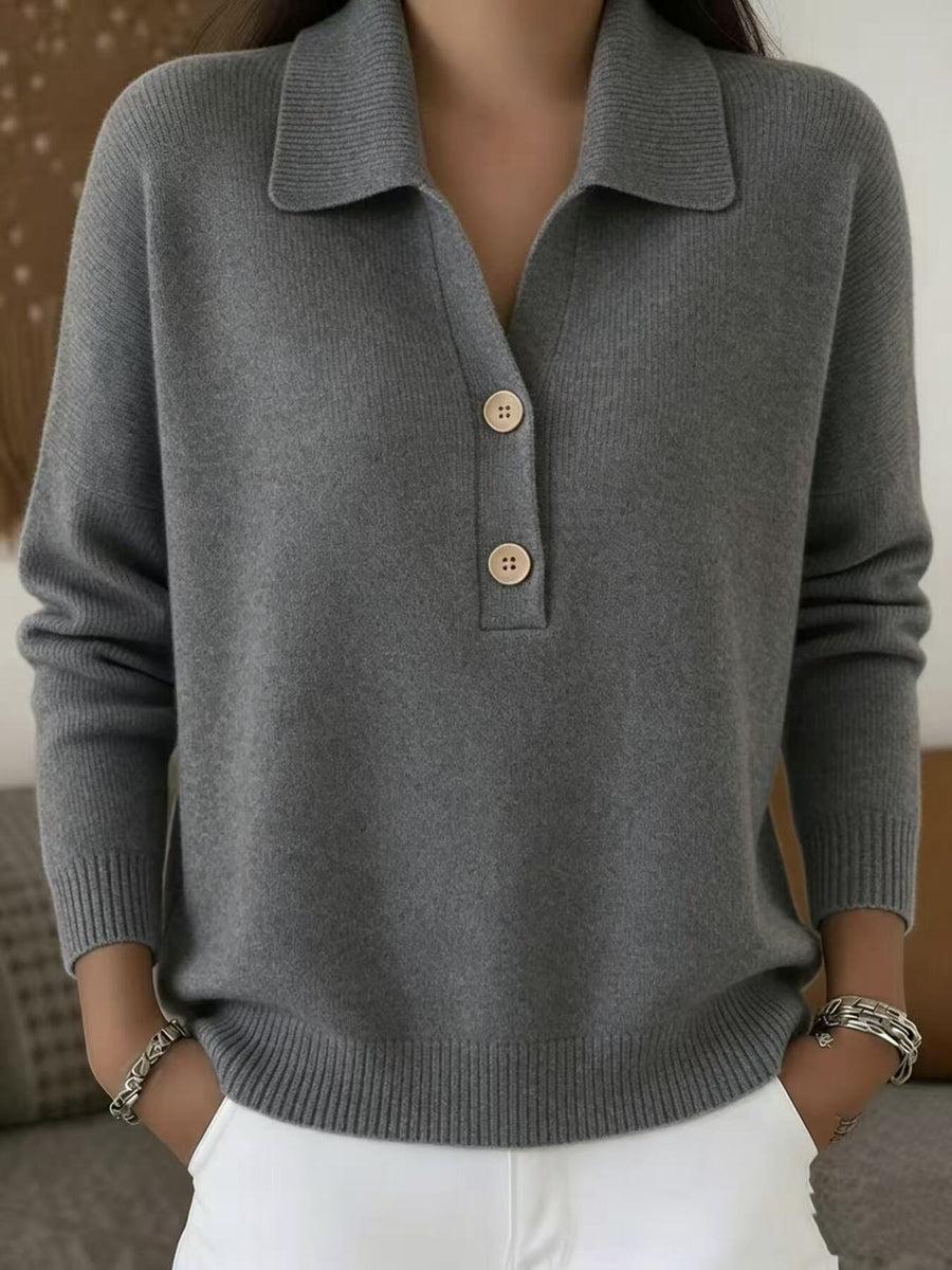 classic pullover sweater in Light Blue with collared