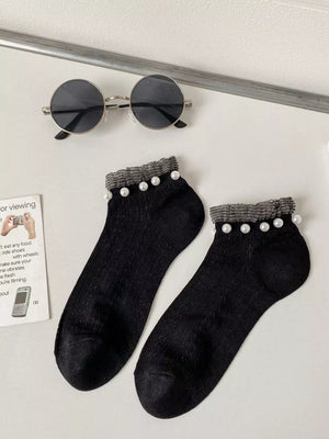 socks featuring lace in White with cotton Imported Size &amp texture