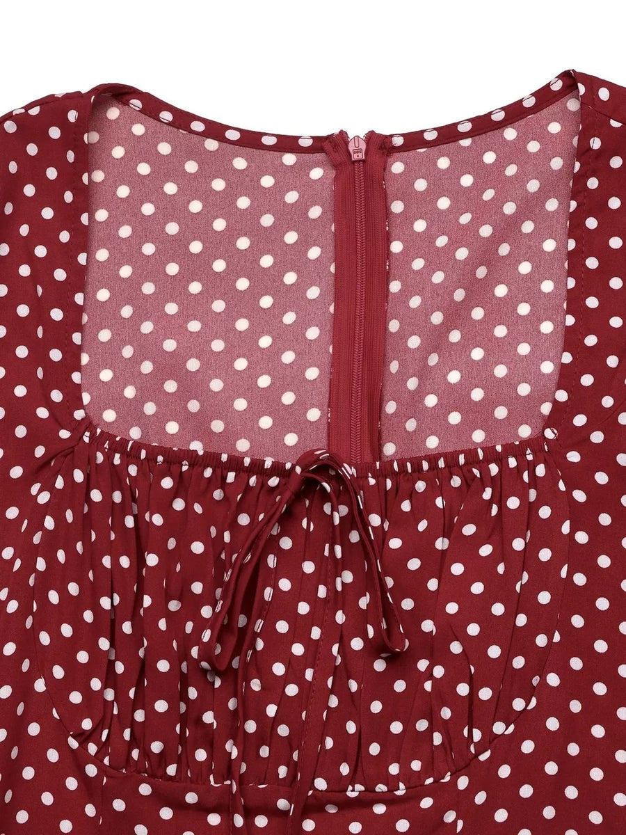 maxi dress featuring polka dot in Red with 100% polyester Care instructions: Machine wash cold texture