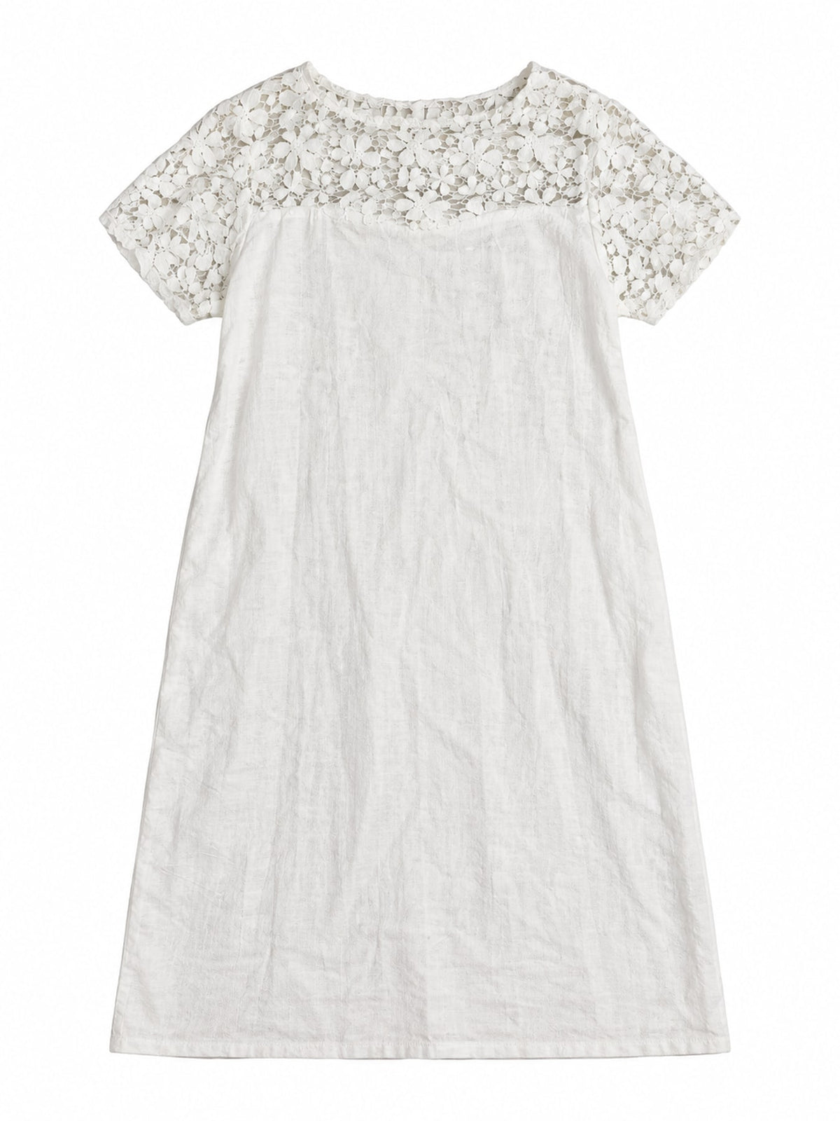 ivory shift dress with floral and round neck