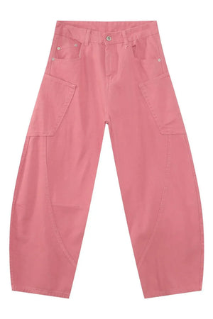 Sculpted pocket detail wide leg trousers in dusty pink with a casual, breathable fit.