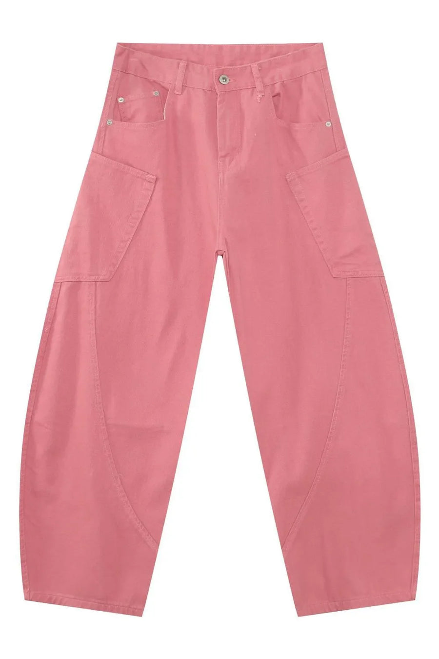 Sculpted pocket detail wide leg trousers in dusty pink with a casual, breathable fit.