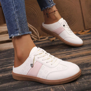 Round Toe Pink Slip-on Flats in Pink