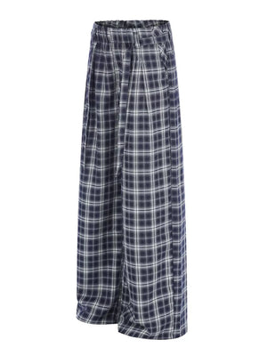 Men S Plaid Wide-leg Pants in Blue
