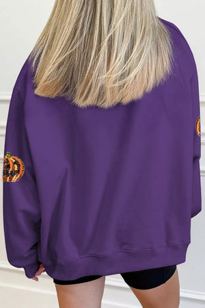 50% polyester, 50% cotton Care instructions: Machine wash cold sweatshirt in Violet with relaxed silhouette