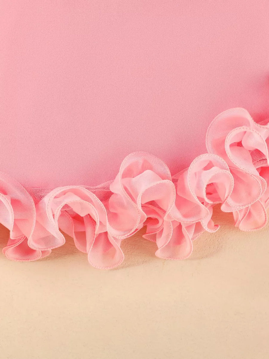 Pink baby cami and skirt set with delicate ruffled trim