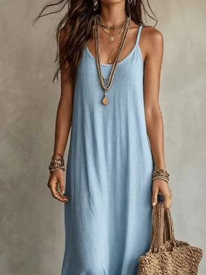 Black loose maxi dress with scoop neck