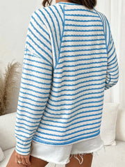 Casual Striped Raglan Sleeve Long-sleeve T-shirt in black