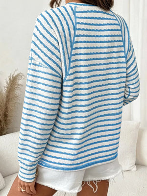 Casual Striped Raglan Sleeve Long-sleeve T-shirt in black