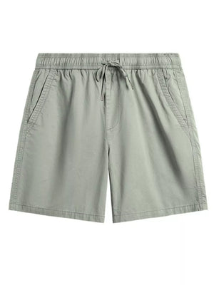 Men's light grey drawstring shorts with elastic waistband and side pockets.