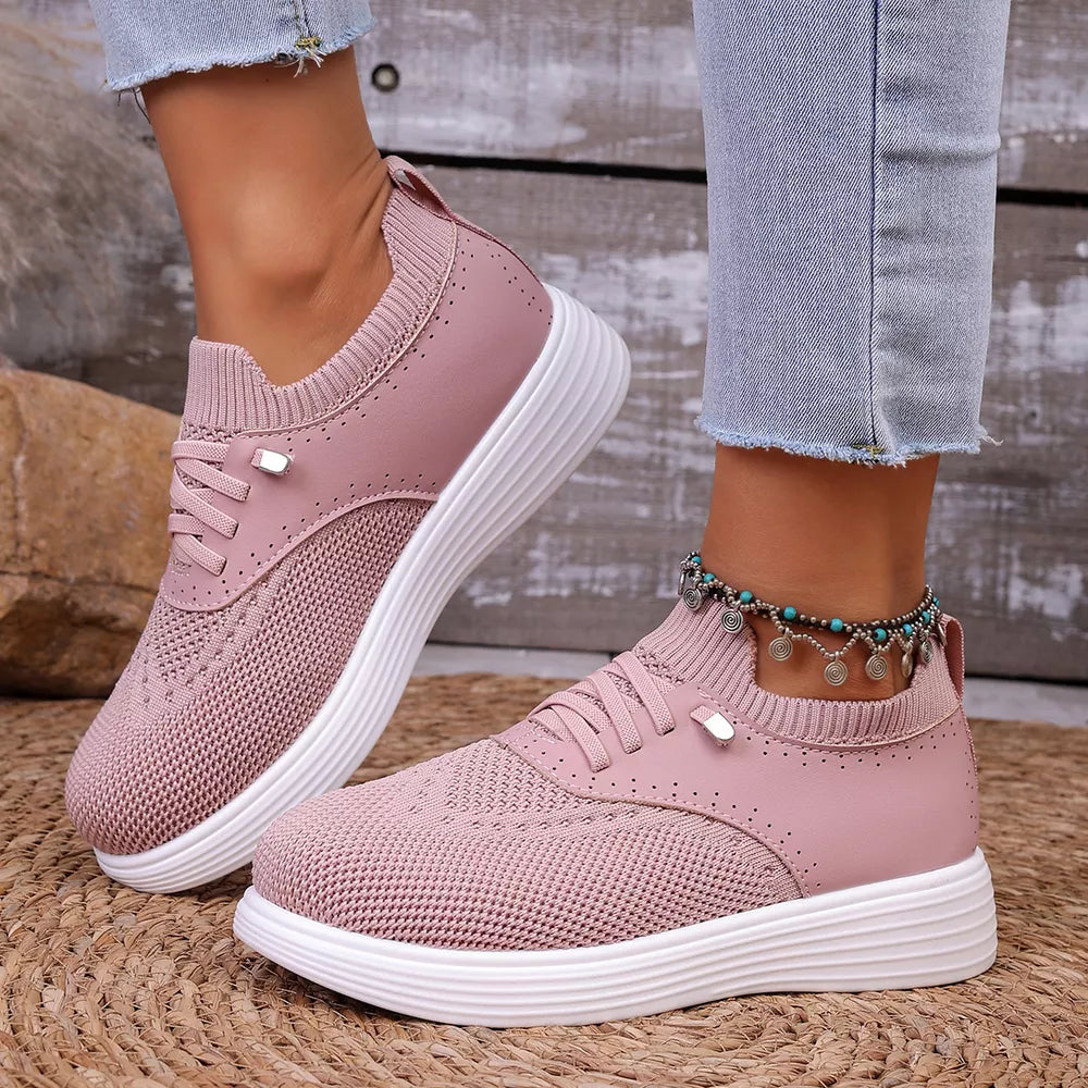 Khaki Round Toe Lace Up Sneakers