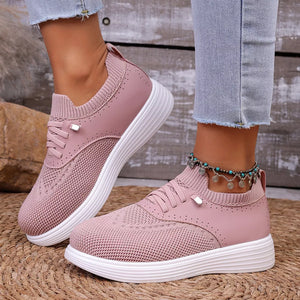 Khaki Round Toe Lace Up Sneakers