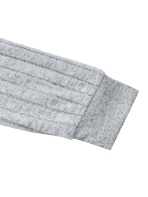 Light gray ribbed knit maxi dress sleeve detail with a banded cuff.
