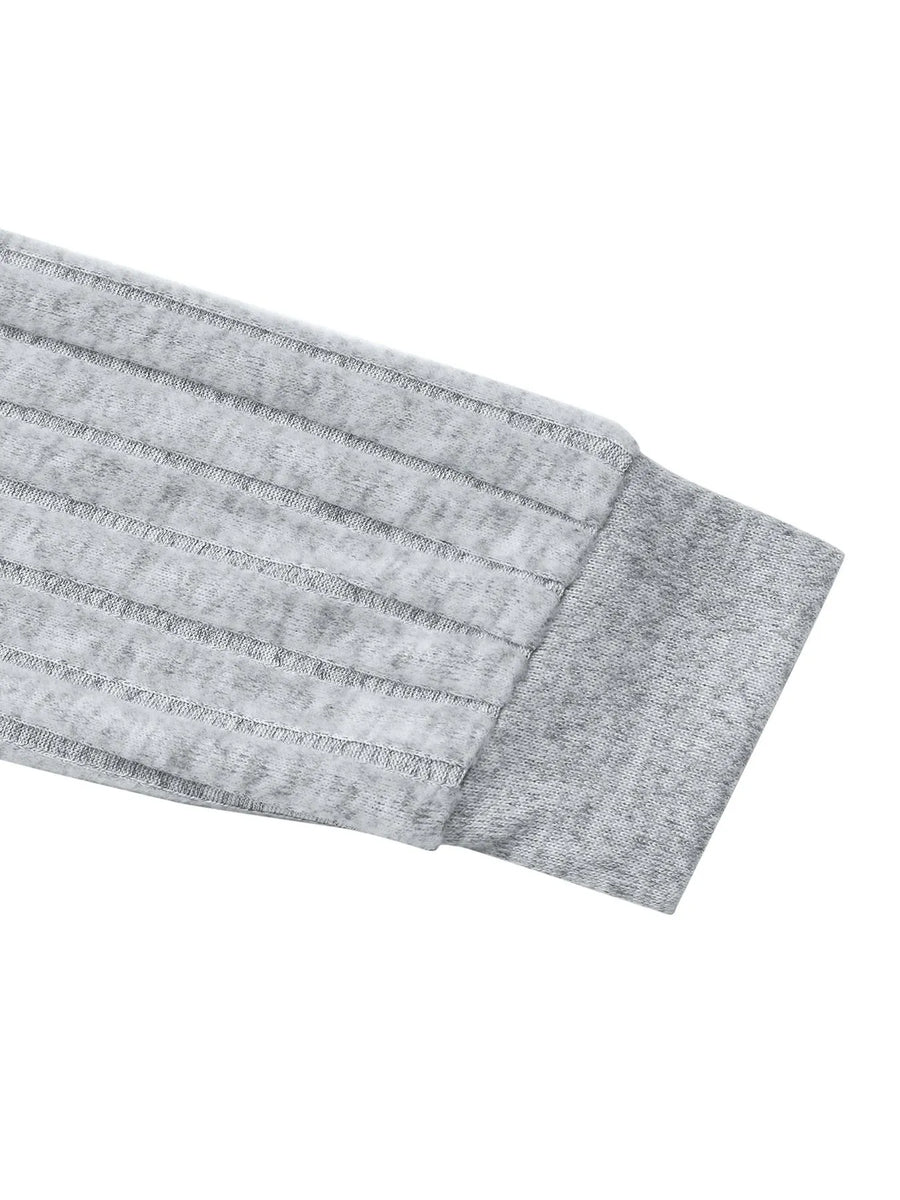 Light gray ribbed knit maxi dress sleeve detail with a banded cuff.