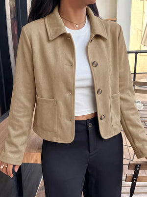 classic jacket in camel with collared