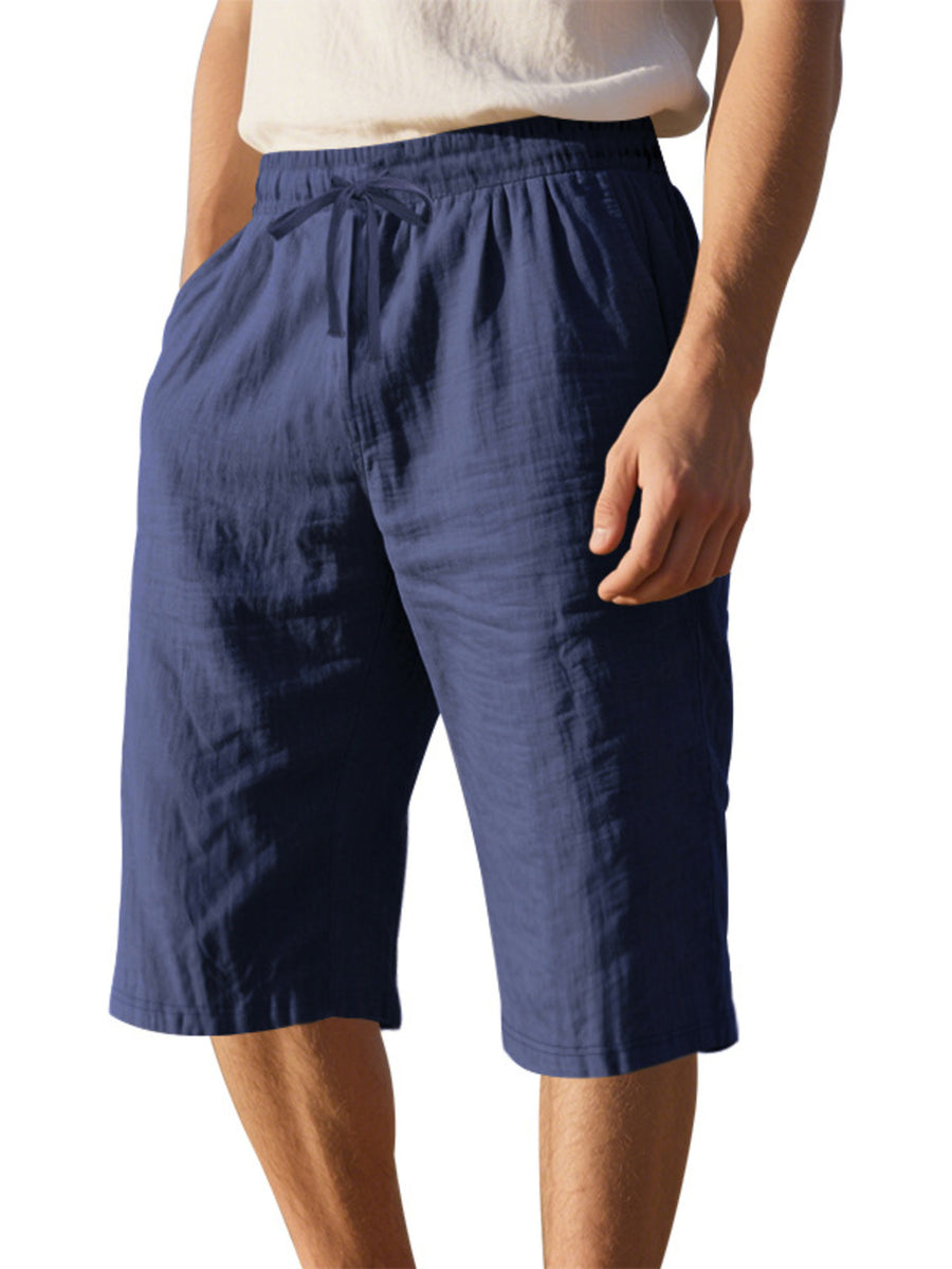 Men's Casual Drawstring Bermuda Shorts Plus Size in Light Blue