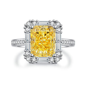 ring featuring geometric in Canary Yellow with 925 sterling silver,Zircon Care instructions: Avoid wearing during exercise
