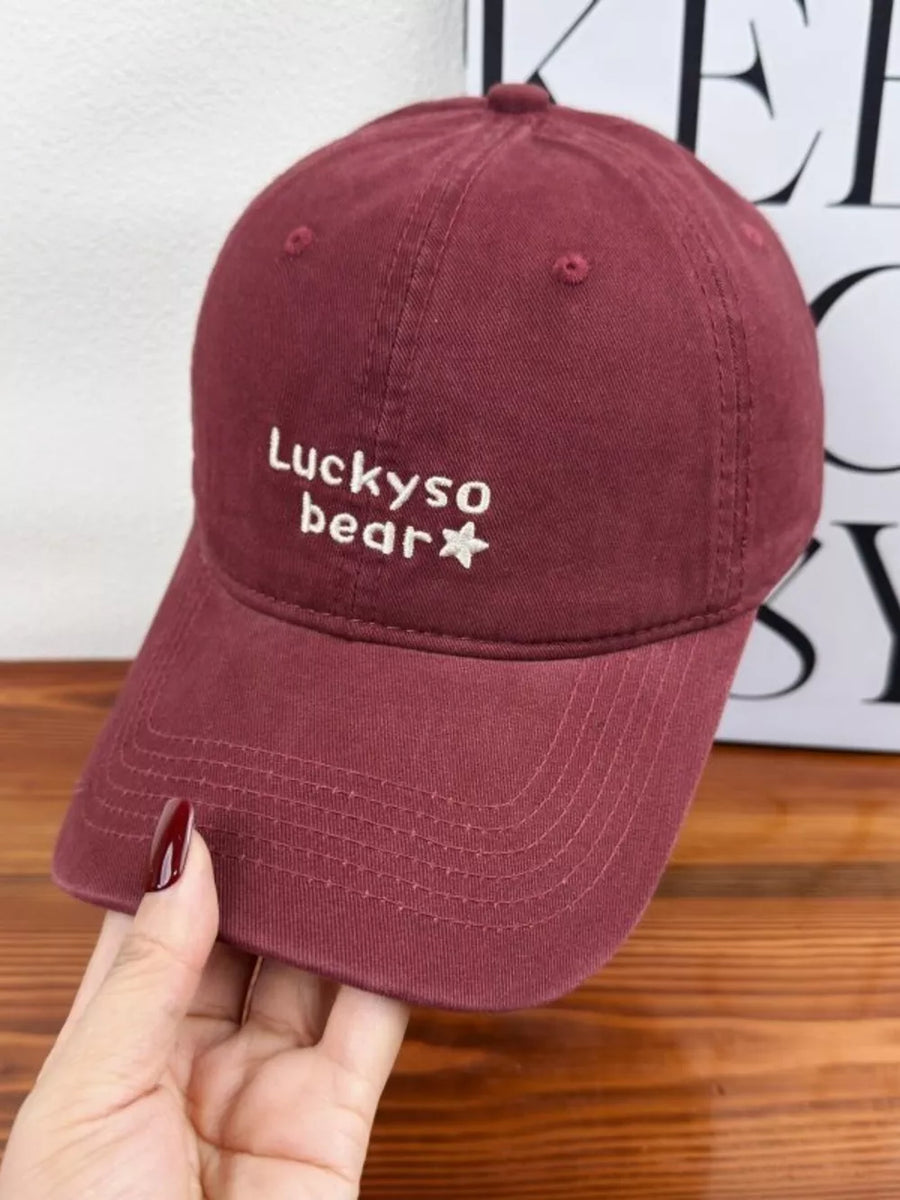 Bear Embroidered Baseball Cap in Brown