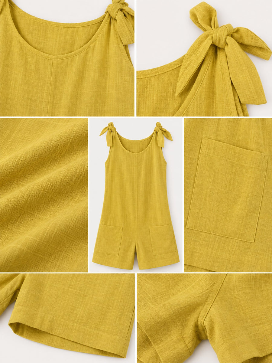 Sky Blue relaxed romper with scoop neck