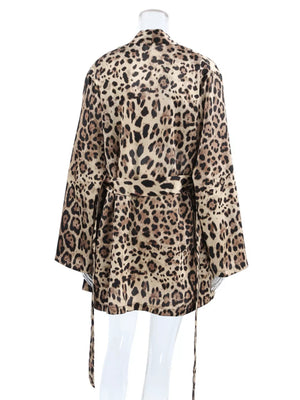 brown pajama set with v-neck and long sleeve