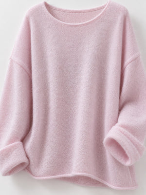 Oversized Knit Sweater in Pink with openwork
