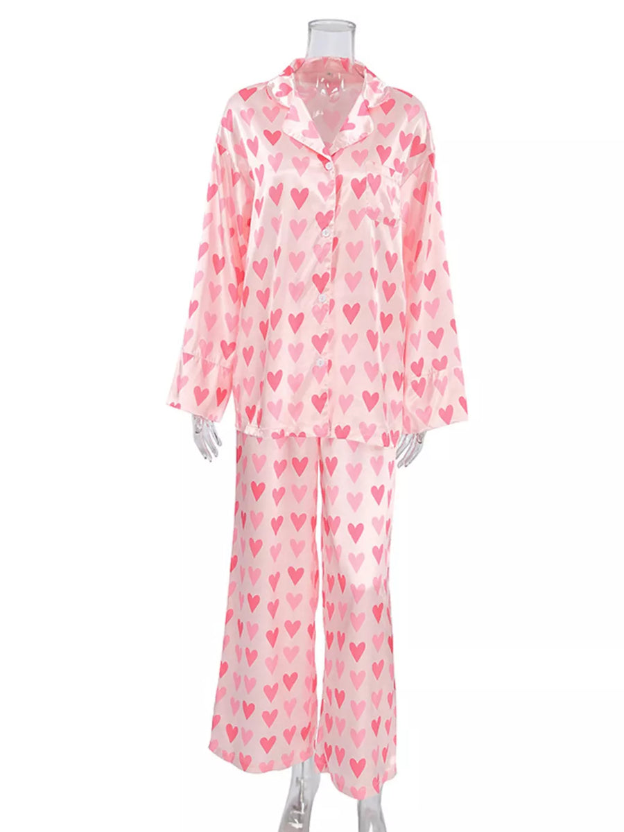 romantic pajama set in Blush Pink with collared
