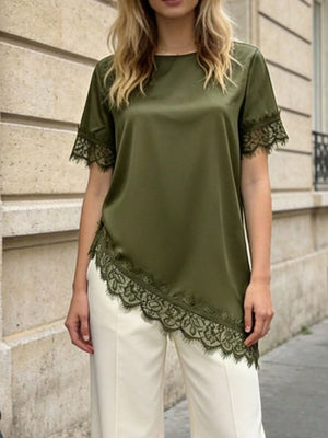 100% polyester Care instructions: Machine wash cold blouse in Olive with relaxed silhouette