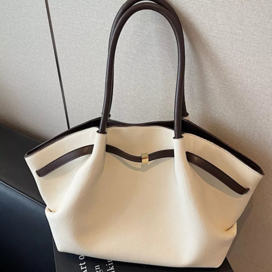 Large Capacity Shoulder Bag in Off White