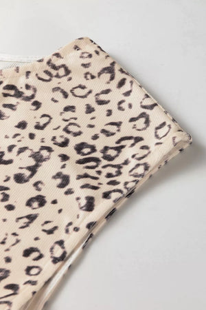 Knot detail leopard print tank top in cream and black.